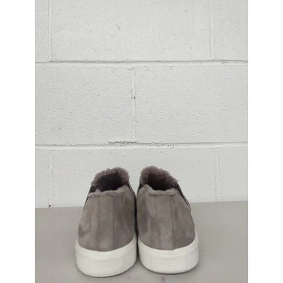 Vince gray real fur loafers slip on sneakers suede solid flats sz10