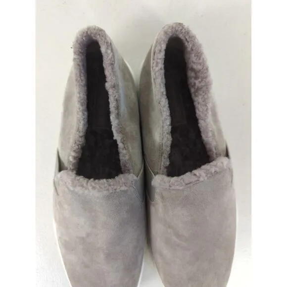 Vince gray real fur loafers slip on sneakers suede solid flats sz10