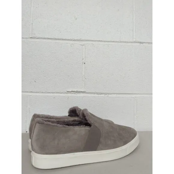 Vince gray real fur loafers slip on sneakers suede solid flats sz10