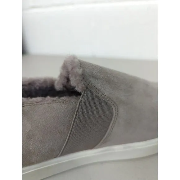 Vince gray real fur loafers slip on sneakers suede solid flats sz10