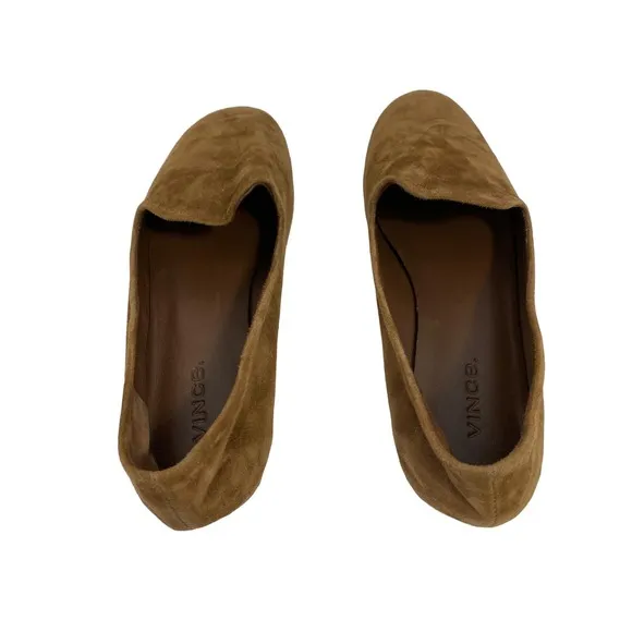 Vince Leather Suede Milo Clark Loafer Smoking Slipper Flats Box Toe Tan Size 6