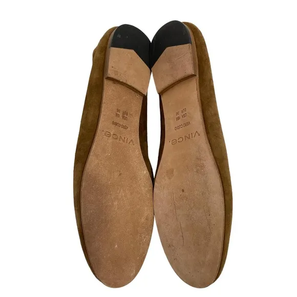 Vince Leather Suede Milo Clark Loafer Smoking Slipper Flats Box Toe Tan Size 6