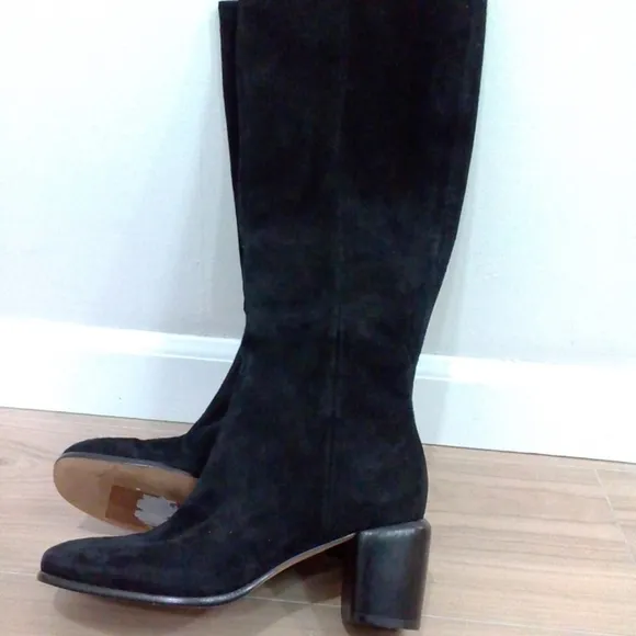 Vince Maggie Suede Leather Tall Boots in Black Sz 6