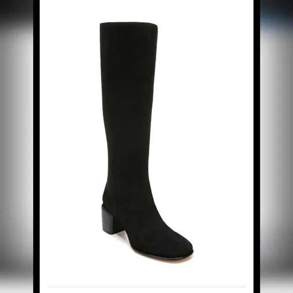 Vince Maggie Suede Leather Tall Boots in Black Sz 6