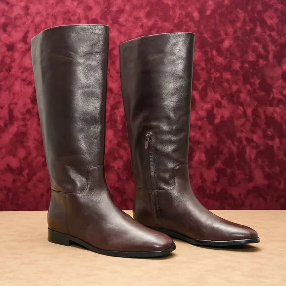 Vince Margaret Women Wide Calf Ganache Leather Riding Boots 8US EUR38.5