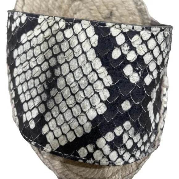 VINCE Sophie Snake Embossed Leather Espadrille Wedge Sandals