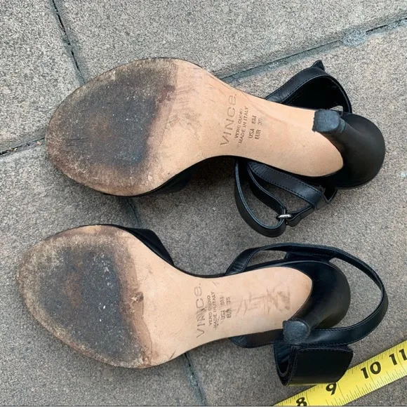 Vince Vero Cuoio Black Leather Heeled Sandals