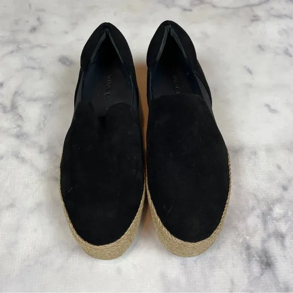 Vince Wilden Black Suede Flatform Espadrilles