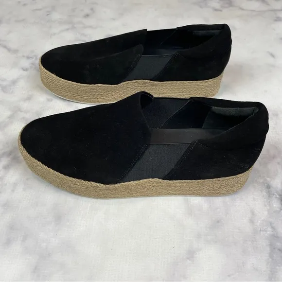 Vince Wilden Black Suede Flatform Espadrilles