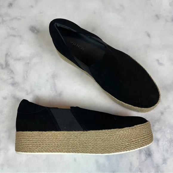 Vince Wilden Black Suede Flatform Espadrilles