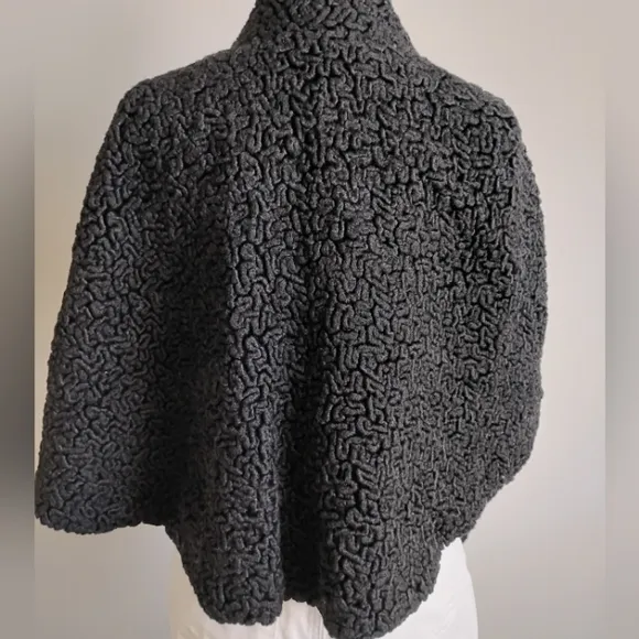 Vintage 1950's Genuine Astrakhan Fur Opera Capelet Black Glamour Pin-Up Retro