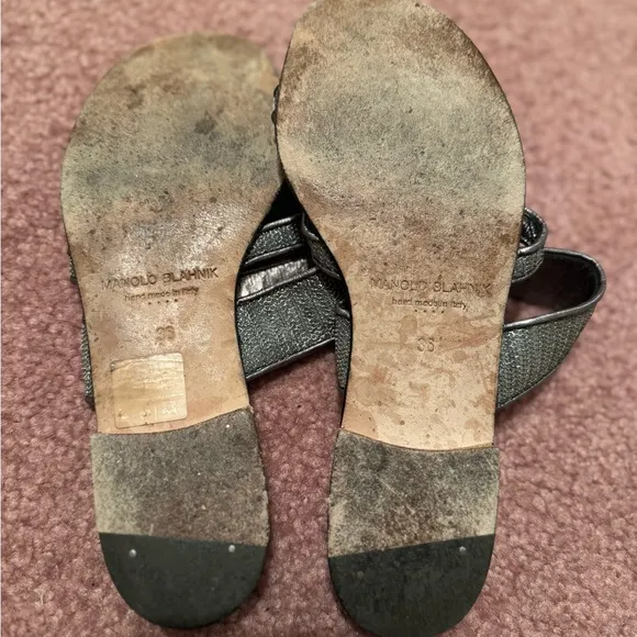 Vintage 5.5 Manolo Blahnik Solidus Leather Thong Sandals