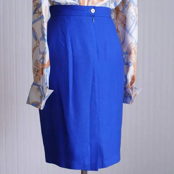 Vintage 90s cobalt blue skirt suit