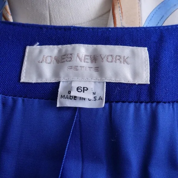 Vintage 90s cobalt blue skirt suit