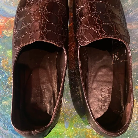 Vintage classic GUCCI Brown Slip-On Loafers with Exotic Texture GUCCI BAG S 10