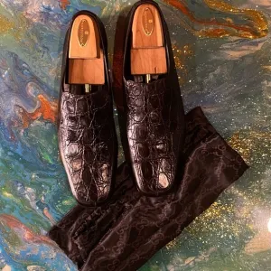 Vintage classic GUCCI Brown Slip-On Loafers with Exotic Texture GUCCI BAG S 10