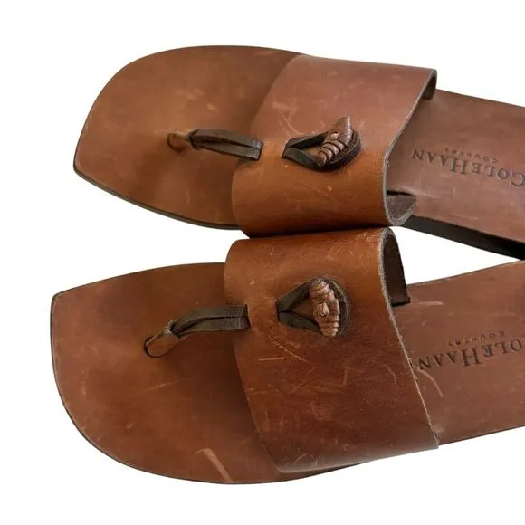 Vintage Cole Haan Country Women’s Brown Leather Toe Thong Boho Sandals 6.5B