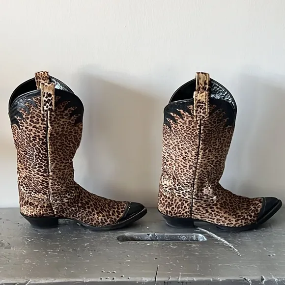 Vintage Cowboy Boots Cowgirl Cheetah Calf Hair
