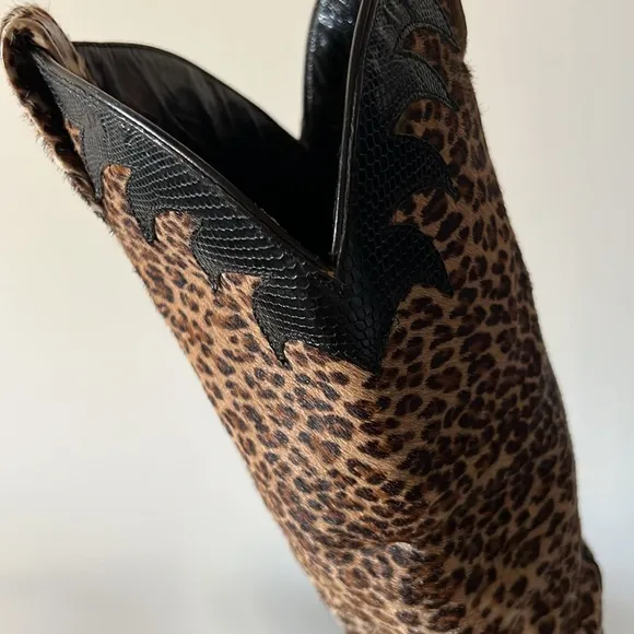 Vintage Cowboy Boots Cowgirl Cheetah Calf Hair