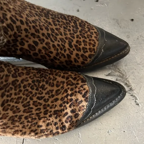 Vintage Cowboy Boots Cowgirl Cheetah Calf Hair