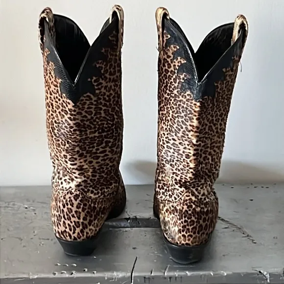 Vintage Cowboy Boots Cowgirl Cheetah Calf Hair