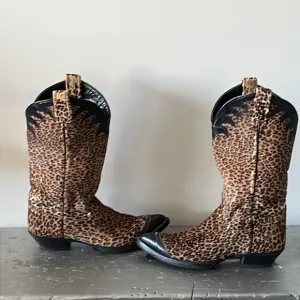 Vintage Cowboy Boots Cowgirl Cheetah Calf Hair