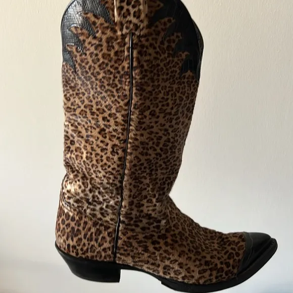 Vintage Cowboy Boots Cowgirl Cheetah Calf Hair