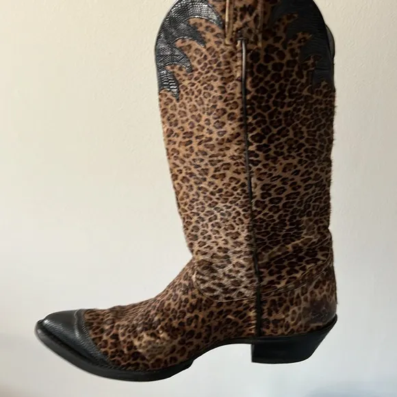 Vintage Cowboy Boots Cowgirl Cheetah Calf Hair