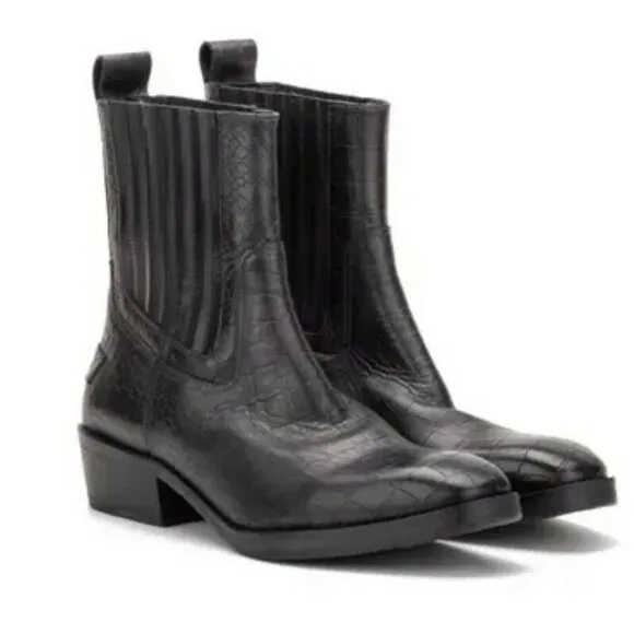 Vintage Foundry Main Croc Embossed Leather Boots