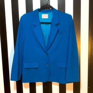 Vintage Pendleton Virgin Wool 2 Button Teal Blue Blazer Size Small Petite