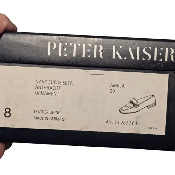 Vintage Peter Kaiser Amelia Navy Suede Seta Leather Lining Loafers Size 8 w/Box