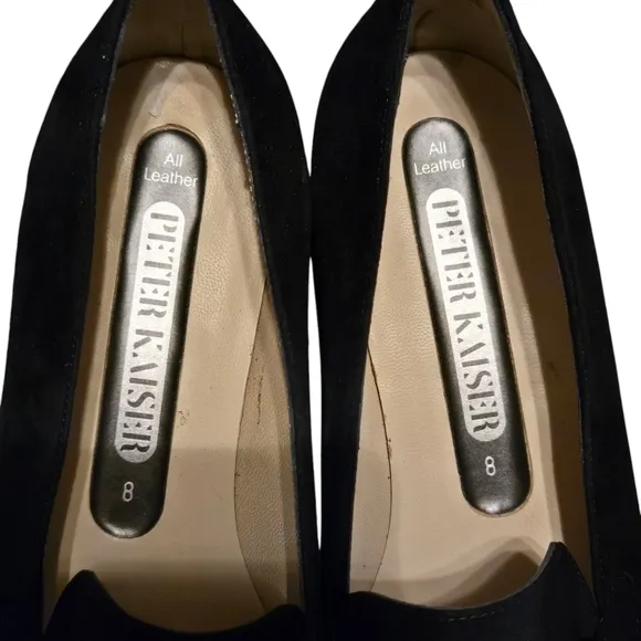 Vintage Peter Kaiser Amelia Navy Suede Seta Leather Lining Loafers Size 8 w/Box