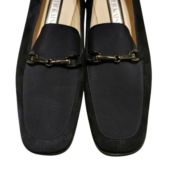 Vintage Peter Kaiser Amelia Navy Suede Seta Leather Lining Loafers Size 8 w/Box