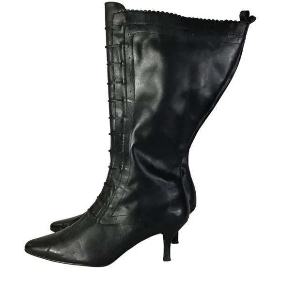 Vintage Victorian style real leather boots wide-calf