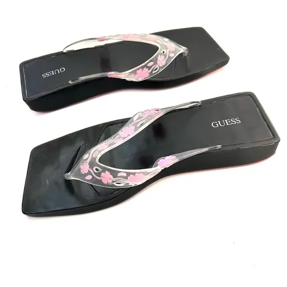 vintage Y2K sandals Guess square toe thong floral