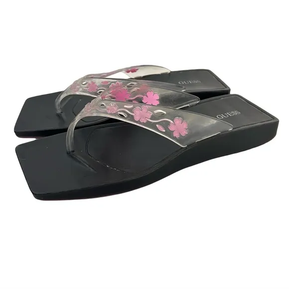 vintage Y2K sandals Guess square toe thong floral