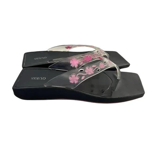 vintage Y2K sandals Guess square toe thong floral