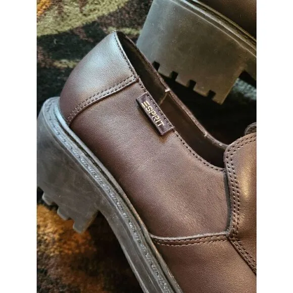 Vintage Y2K Esprit Loafers Chunky Lug Sole Leather Brown Women's 6.5