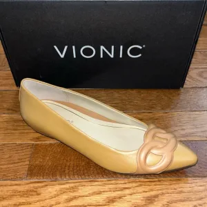 Vionic Arielle Pointy Toe Flats Nappa Leather Camel Color Women’s Size 5 NEW