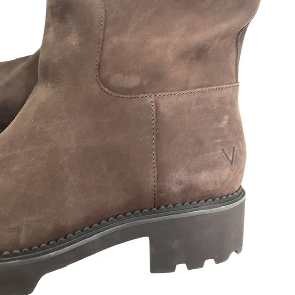 Vionic Brown Boots Woman’s Size 9 Wide Tall Calf  Fall Brook Suede Leather