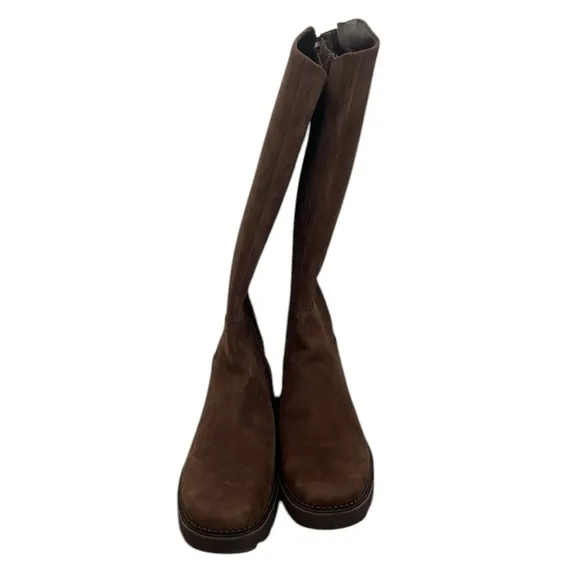 Vionic Brown Boots Woman’s Size 9 Wide Tall Calf  Fall Brook Suede Leather