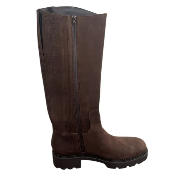 Vionic Brown Boots Woman’s Size 9 Wide Tall Calf  Fall Brook Suede Leather
