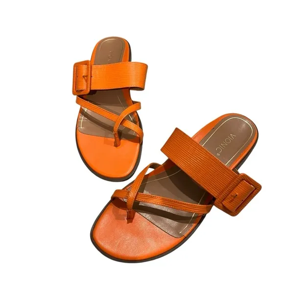 Vionic Citrine Julep Orange Leather Sandals Size 8