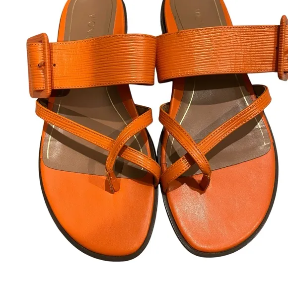 Vionic Citrine Julep Orange Leather Sandals Size 8