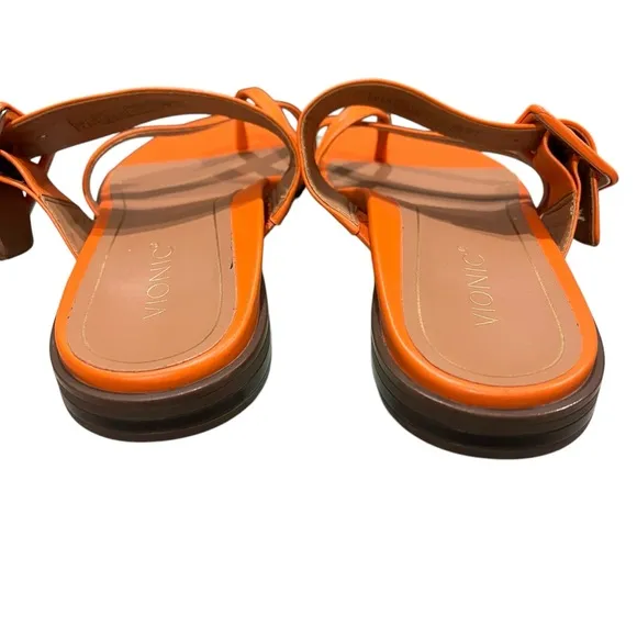 Vionic Citrine Julep Orange Leather Sandals Size 8