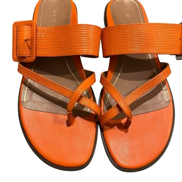 Vionic Citrine Julep Orange Leather Sandals Size 8