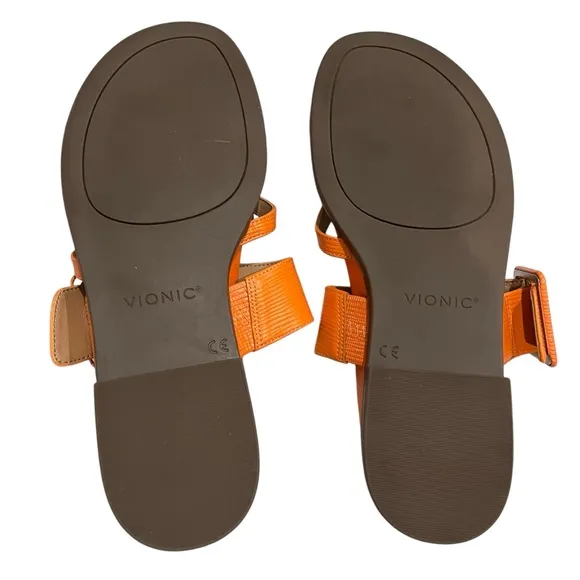Vionic Citrine Julep Orange Leather Sandals Size 8