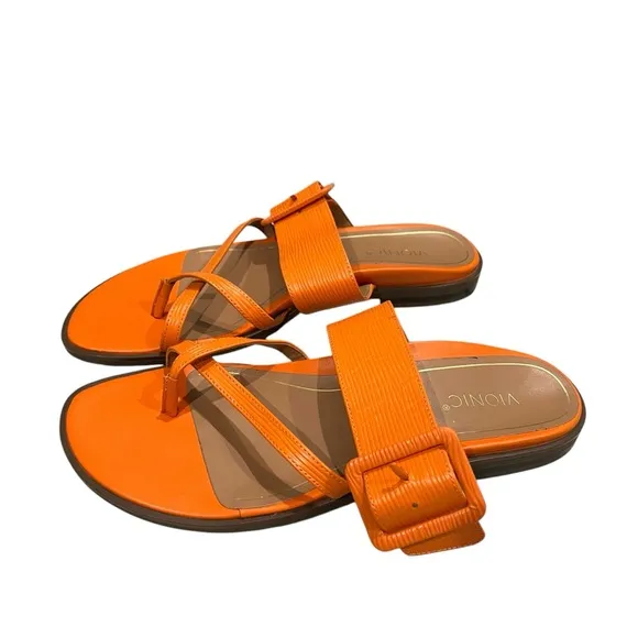 Vionic Citrine Julep Orange Leather Sandals Size 8