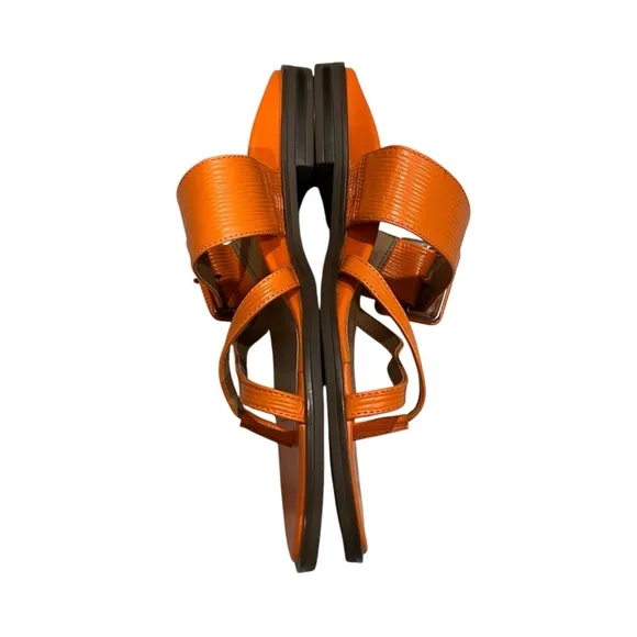 Vionic Citrine Julep Orange Leather Sandals Size 8