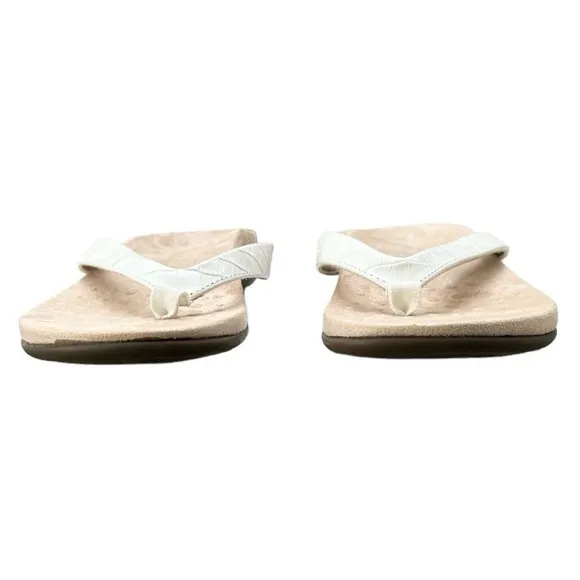 Vionic Cream Sandals with Contoured Footbed Dillon Toe Post Sandals White Croc